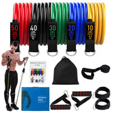 11-Piece 150 Lbs Resistance Band Set for Home Workout Portable TPE Tubes for Family Fitness and Strength Training